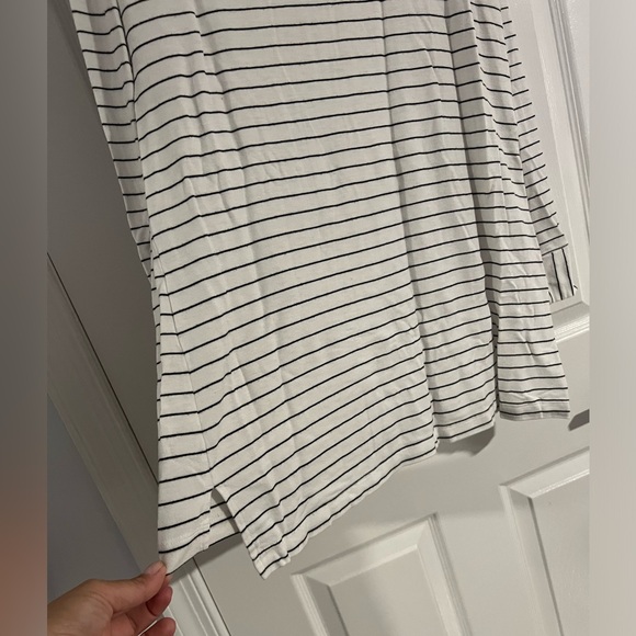 Soma French Terry Pullover Loungewear Top White & Black Stripe Tunic Top Size M - Picture 10 of 13